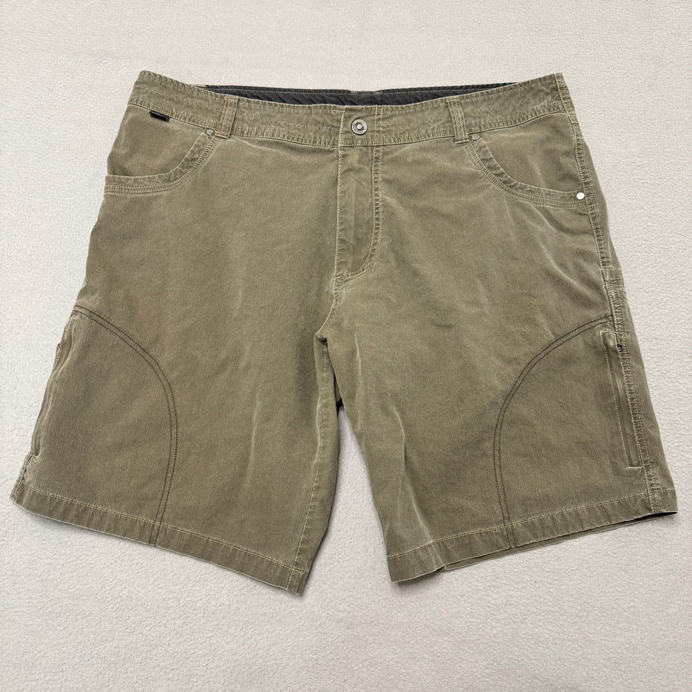 Kuhl Shorts Mens 40 Olive Green Cotton Nylon Spandex Cargo Hiking Outdoor